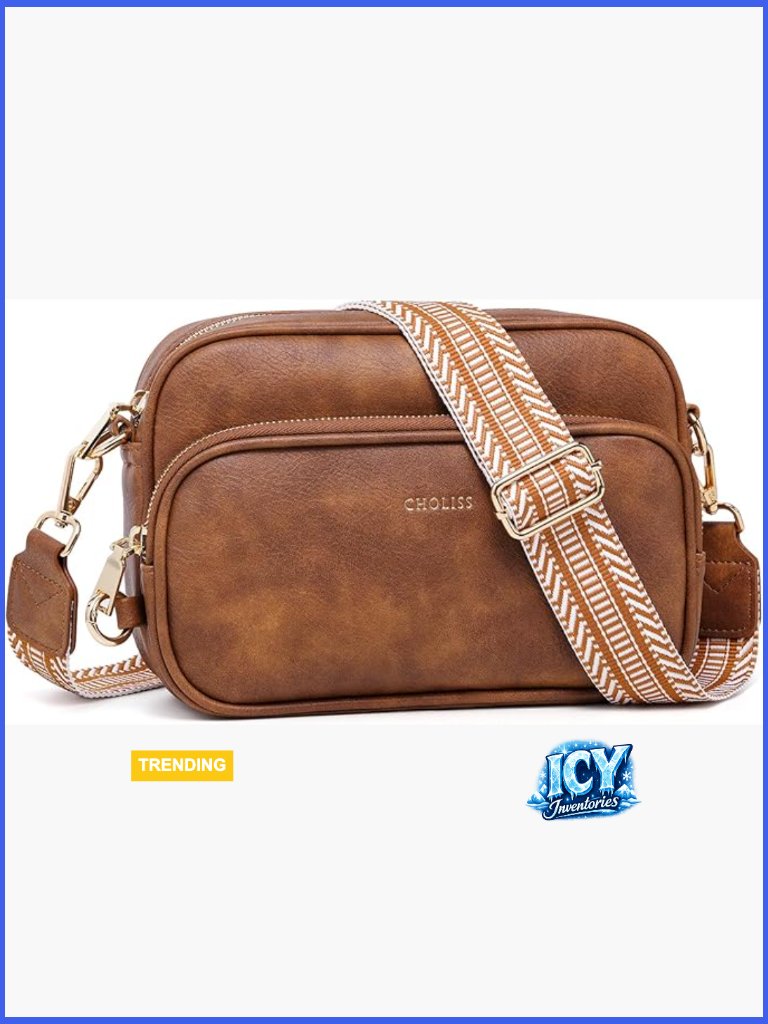 Small Anti Theft Crossbody Bag With Adjustable Wide Guitar Strap Vegan Leather